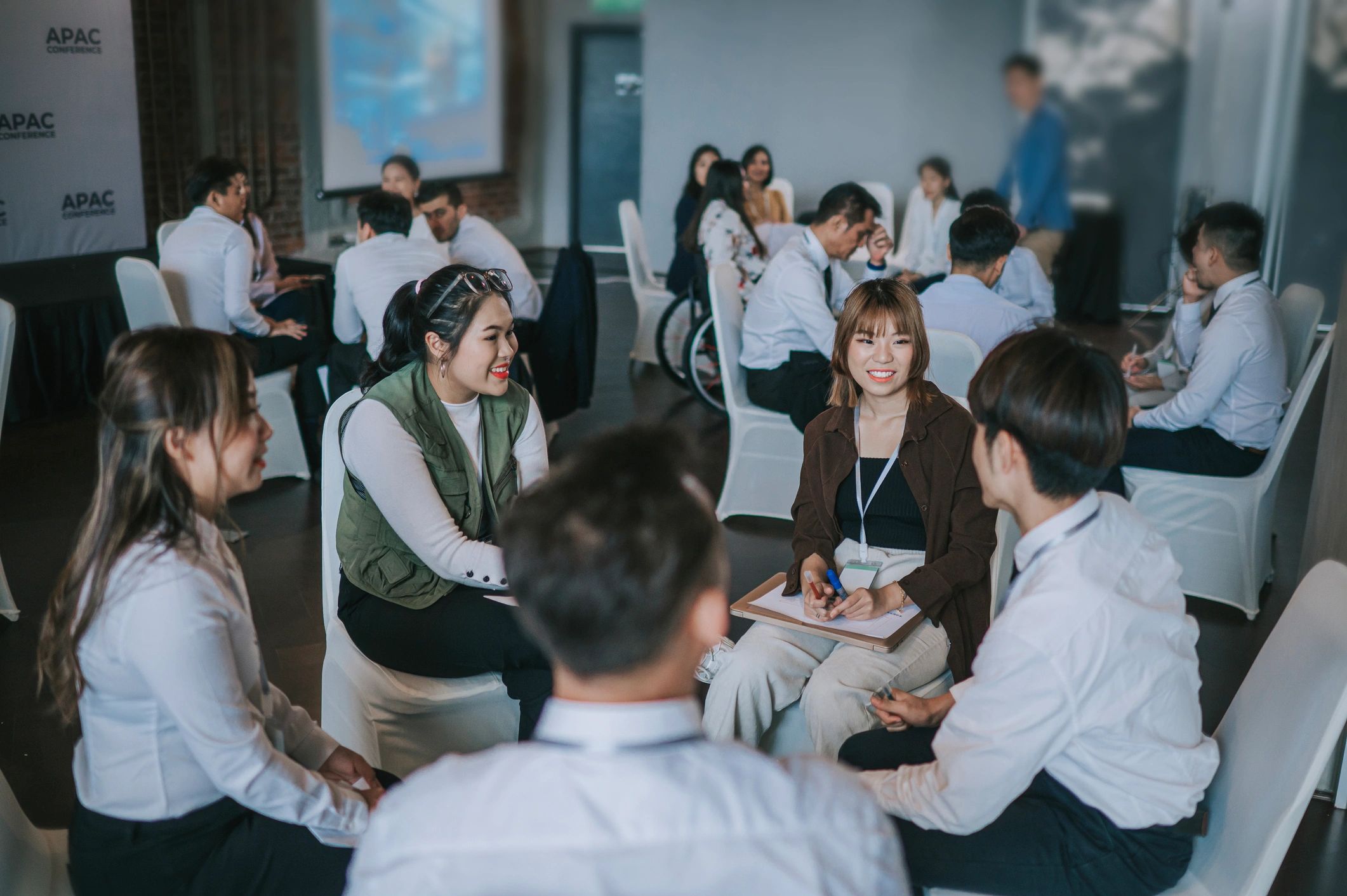 Small group discussion in a supportive workshop setting